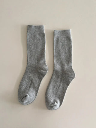 Two-Bell Ribbed Knee Socks Long/Short Daily Mid-Length Socks