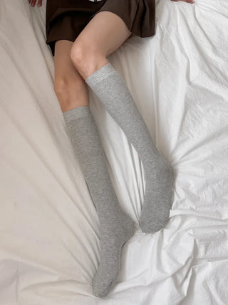 Two-Bell Ribbed Knee Socks Long/Short Daily Mid-Length Socks
