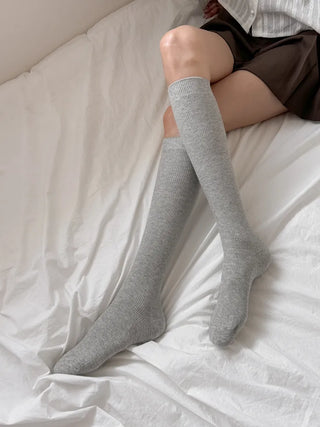 Two-Bell Ribbed Knee Socks Long/Short Daily Mid-Length Socks