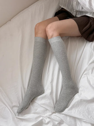 Two-Bell Ribbed Knee Socks Long/Short Daily Mid-Length Socks