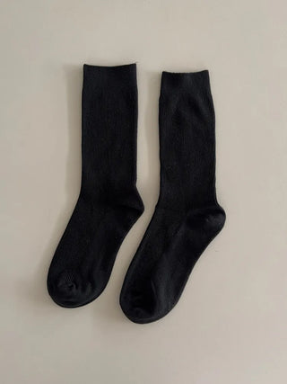Two-Bell Ribbed Knee Socks Long/Short Daily Mid-Length Socks