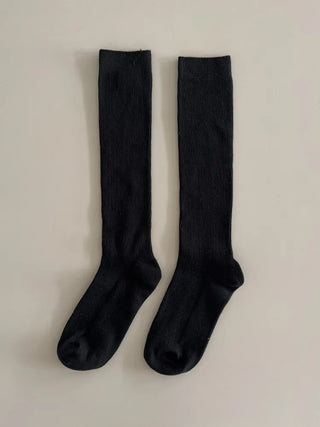Two-Bell Ribbed Knee Socks Long/Short Daily Mid-Length Socks