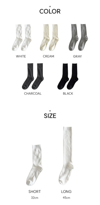 Two-Bell Ribbed Knee Socks Long/Short Daily Mid-Length Socks