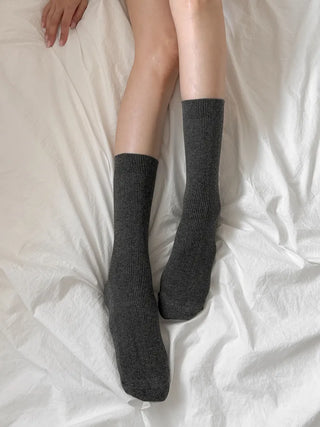 Two-Bell Ribbed Knee Socks Long/Short Daily Mid-Length Socks