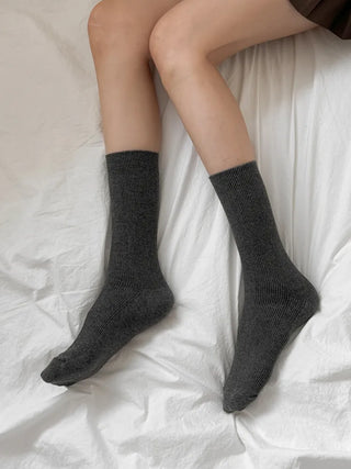 Two-Bell Ribbed Knee Socks Long/Short Daily Mid-Length Socks