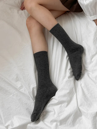 Two-Bell Ribbed Knee Socks Long/Short Daily Mid-Length Socks