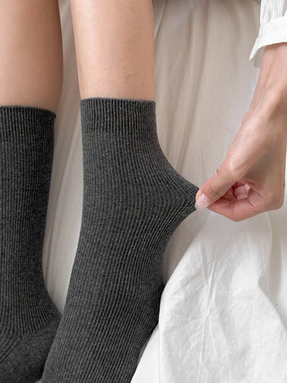 Two-Bell Ribbed Knee Socks Long/Short Daily Mid-Length Socks