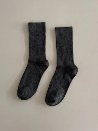 Two-Bell Ribbed Knee Socks Long/Short Daily Mid-Length Socks