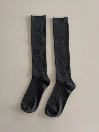 Two-Bell Ribbed Knee Socks Long/Short Daily Mid-Length Socks