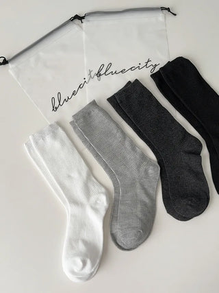 Eight Ribbed Daily Simple All-Season Mid-Length Socks Set