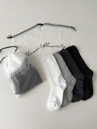 Eight Ribbed Daily Simple All-Season Mid-Length Socks Set