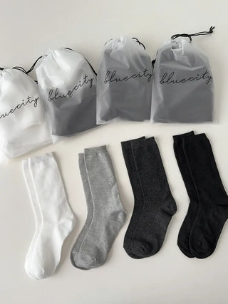 Eight Ribbed Daily Simple All-Season Mid-Length Socks Set