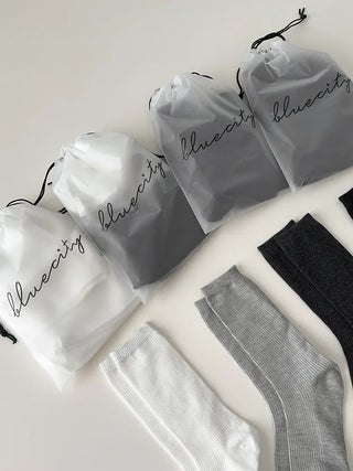 Eight Ribbed Daily Simple All-Season Mid-Length Socks Set