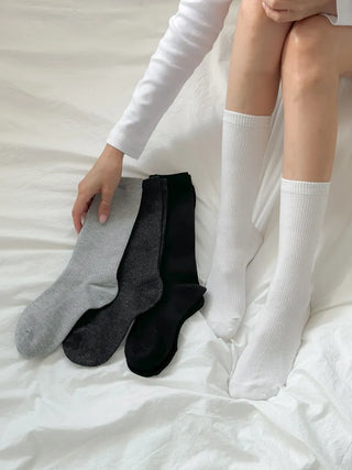 Eight Ribbed Daily Simple All-Season Mid-Length Socks Set