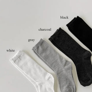 Eight Ribbed Daily Simple All-Season Mid-Length Socks Set