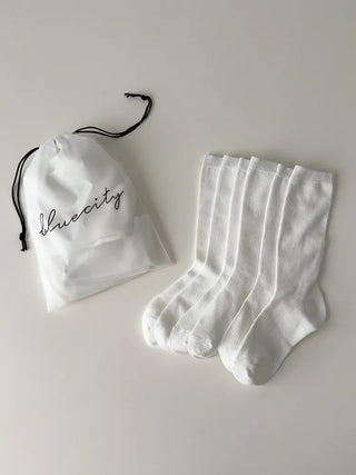 Eight Ribbed Daily Simple All-Season Mid-Length Socks Set