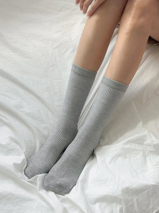 Eight Ribbed Daily Simple All-Season Mid-Length Socks Set