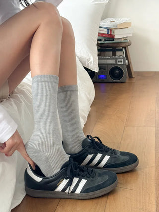 Eight Ribbed Daily Simple All-Season Mid-Length Socks Set