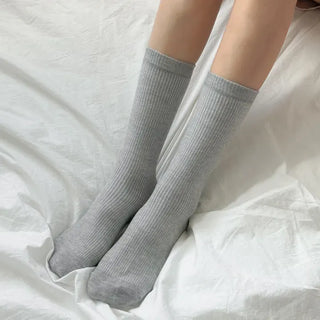 Eight Ribbed Daily Simple All-Season Mid-Length Socks Set