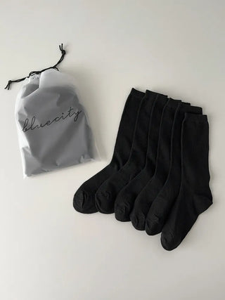 Eight Ribbed Daily Simple All-Season Mid-Length Socks Set