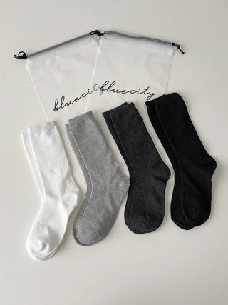 Eight Ribbed Daily Simple All-Season Mid-Length Socks Set