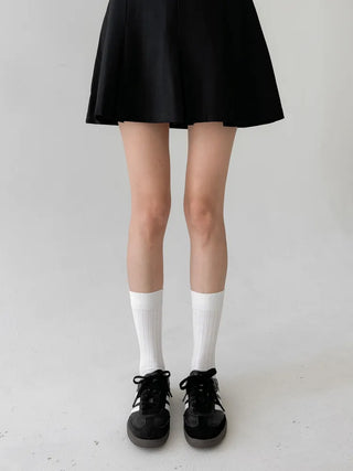 Huge Ribbed Basic Plain All-Season Mid-Length Socks