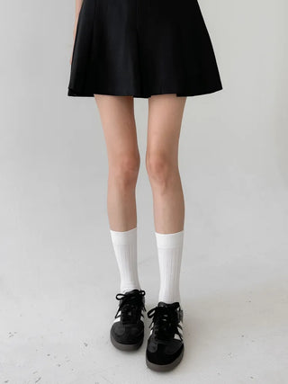 Huge Ribbed Basic Plain All-Season Mid-Length Socks