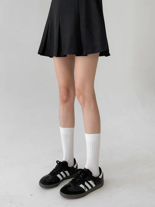 Huge Ribbed Basic Plain All-Season Mid-Length Socks