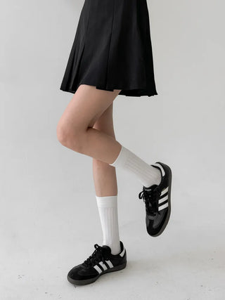 Huge Ribbed Basic Plain All-Season Mid-Length Socks