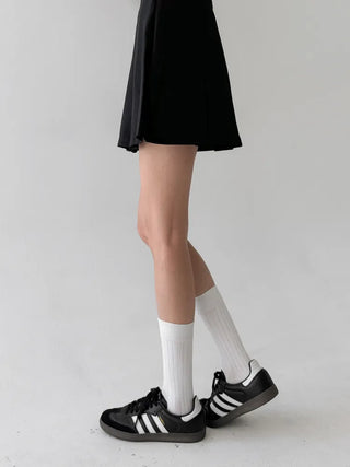 Huge Ribbed Basic Plain All-Season Mid-Length Socks