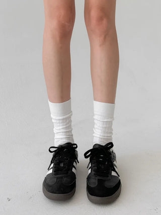 Huge Ribbed Basic Plain All-Season Mid-Length Socks