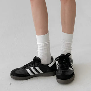 Huge Ribbed Basic Plain All-Season Mid-Length Socks