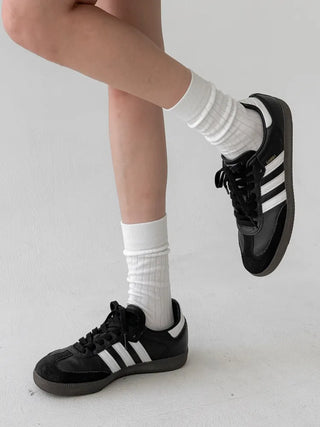 Huge Ribbed Basic Plain All-Season Mid-Length Socks