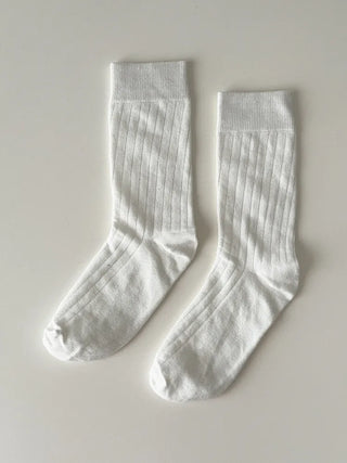 Huge Ribbed Basic Plain All-Season Mid-Length Socks