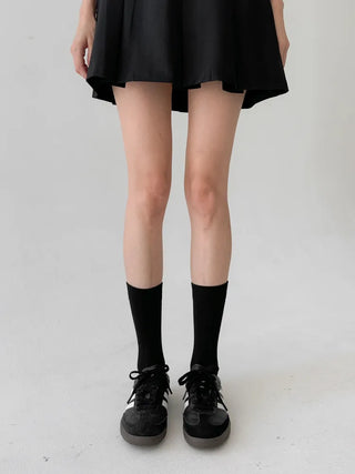 Huge Ribbed Basic Plain All-Season Mid-Length Socks