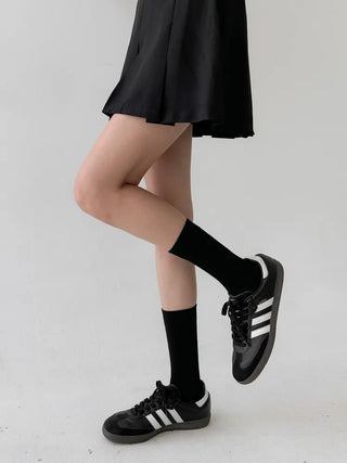 Huge Ribbed Basic Plain All-Season Mid-Length Socks