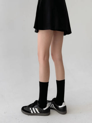 Huge Ribbed Basic Plain All-Season Mid-Length Socks