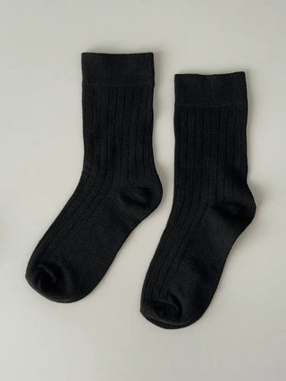 Huge Ribbed Basic Plain All-Season Mid-Length Socks