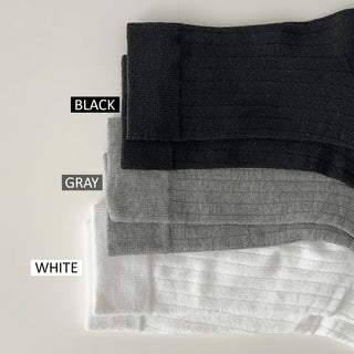Huge Ribbed Basic Plain All-Season Mid-Length Socks