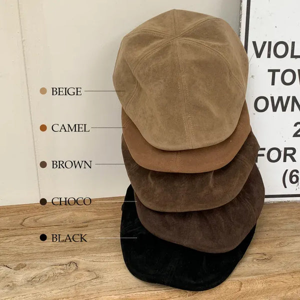 Autumn Suede Plain Stitch Hunting Cap