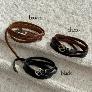 Multi-Thin Leather Bracelet Choker Necklace Belt