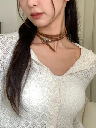 Multi-Thin Leather Bracelet Choker Necklace Belt