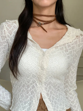 Multi-Thin Leather Bracelet Choker Necklace Belt