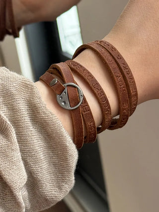 Multi-Thin Leather Bracelet Choker Necklace Belt
