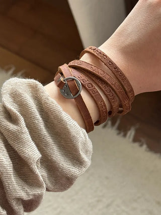 Multi-Thin Leather Bracelet Choker Necklace Belt