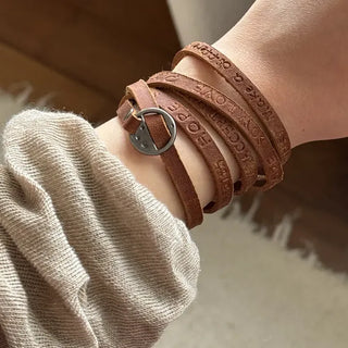 Multi-Thin Leather Bracelet Choker Necklace Belt