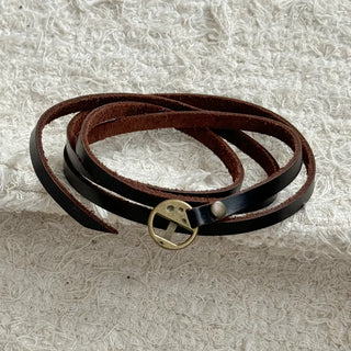 Multi-Thin Leather Bracelet Choker Necklace Belt