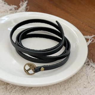 Multi-Thin Leather Bracelet Choker Necklace Belt