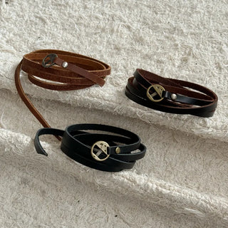 Multi-Thin Leather Bracelet Choker Necklace Belt