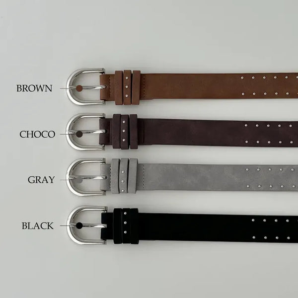 Silverney Dot Suede Studded Leather Belt